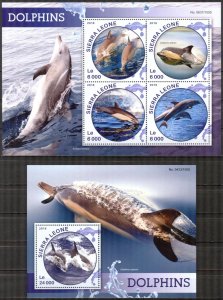 Sierra Leone 2016 Marine Life Dolphins Sheet + S/S MNH