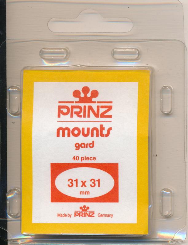 Prinz Stamp Mount Size 31/31 mm - CLEAR (Pack of 40) (31x31  31mm)  PRECUT 