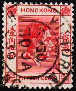 Hong Kong. 1938 15c S.G.146 Fine Used