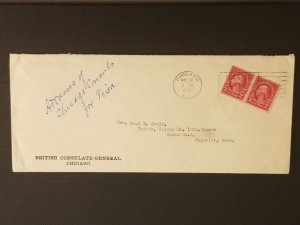 1925 British Consulate Chicago Illinois Nebraska Visa Request with Letter Cover