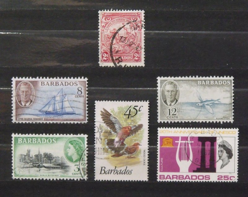 7955   Barbados   Used # 195B, 221, 222, 237, 289, 505            CV$ 10.80