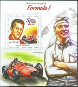 SIERRA LEONE 2015 65th ANNIVERARY OF FORMULA I MICHAEL SCHUMACHER S/S MINT NH