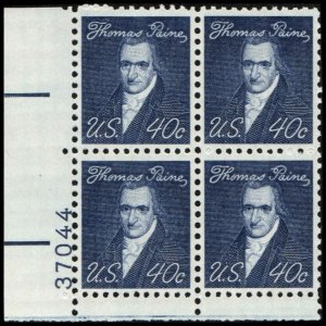 US #1292a PAINE MNH LL PLATE BLOCK #37044 DULL GUM