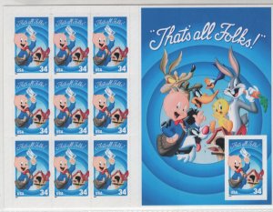 Scott 3535 - Porky Pig. Sheet of 10.  MNH. OG. With Imperf.     #02 3535sh10