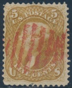 #67 F-VF USED WITH RED GRID CANCEL CV $910 BT8227