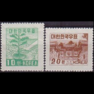 KOREA 1953 - Scott# 193-4 Shrine Etc. 10-20h NH