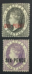 MOMEN: ST LUCIA SG #26,28 P14 MINT OG H £100 LOT #225840-5312