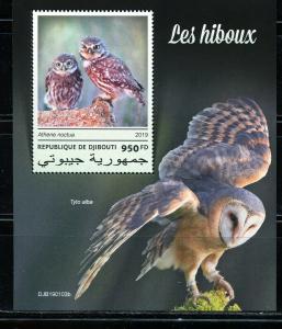 DJIBOUTI  2019  OWLS  SOUVENIR SHEET MINT NH