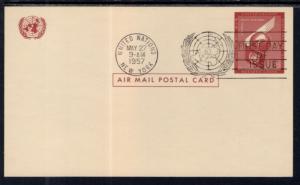 UN New York UXC1 Globe Postal Card U/A FDC VF