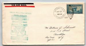 US 1932 Omaha Balloon Race Cover  - Z13358 