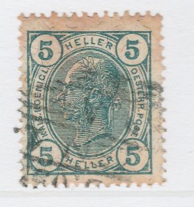 Austria Emperor Franz Josef 1904 5h with Varnish Bars Used Stamp A19P55F351-