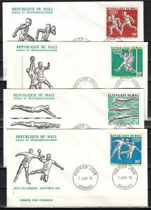 Mali, Scott cat. C280-C283. Montreal Olympics issue. 4 First day covers. ^