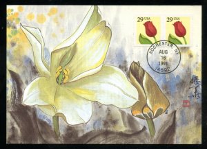 US 2525 Flower, Tulip Coil FDI 8/16/91 UA Unicover Maximum card