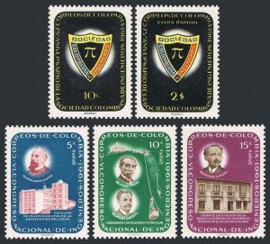 Colombia 742, C429-C432, MNH. Mi 1014-1018. Colombian Society of Engineers, 1962