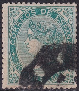 Spain 1868 Sc 101 used heavy cartwheel (rueda) cancel