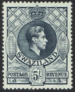 SWAZILAND 1938 KGVI SHIELDS 5/- PERF 13½ X 14 MNH **