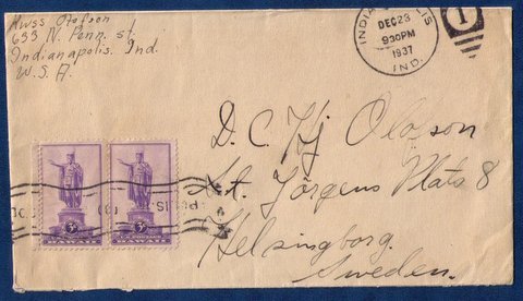 US Sc 799 Vert.Pair (1937) With Photo Letterhead Inside Indianapolis,IN Cachet