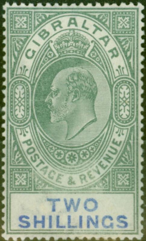 Gibraltar 1903 2s Green & Blue SG52 Fine & Fresh Lightly Mtd Mint (3) 