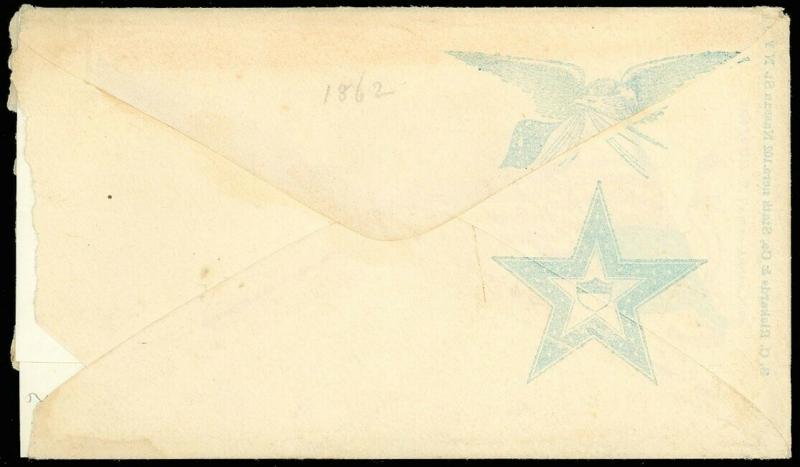 1862 CIVIL WAR PATRIOTIC, EAGLE FLAG SHIELD, NOT A STAR MUST FALL Slogan, LETTER