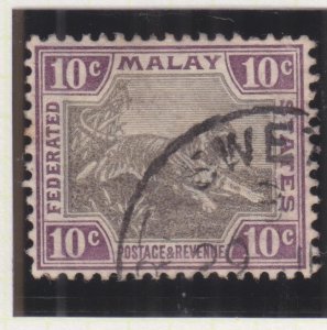 FEDERATED MALAY STATES, 1900 Crown CA, 10c. Black & Claret, used.