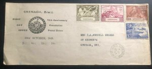 1949 Grenada First Day Cover FDC Universal Postal Union 75th Anniversary