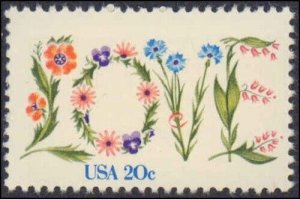 1982 20c Love, Flowers Scott 1951a Mint F/VF NH