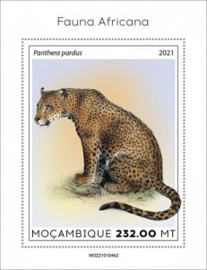 Mozambique - 2021 African Fauna, Leopard - Stamp Souvenir Sheet - MOZ210104b2