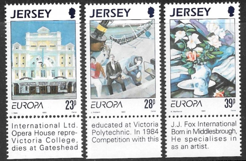 JERSEY 1993 Contemporary Art EUROPA Set Sc 631-633 MNH