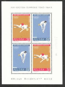 Poland Scott 1264a MNH** 1964 Tokyo Olympic sheet CV$40