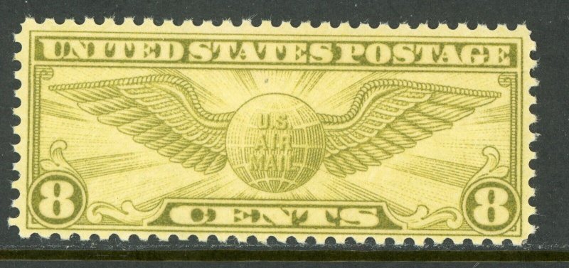 USA 1932 Airmail 8¢ Olive Green Winged Globe Scott C17 MNH X661