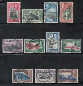 Ceylon 1935 King George V Pictorials Scott # 264 - 274 Used