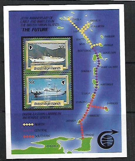 BRITISH VIRGIN ISLANDS, 556, MINT HINGED HINGE REMNANT, SS, MAP & SHIPS