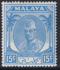 Sc# 57 Malaya Kelantan 1951 Sultan Ibrahim 15¢ issue MLH CV $9.00