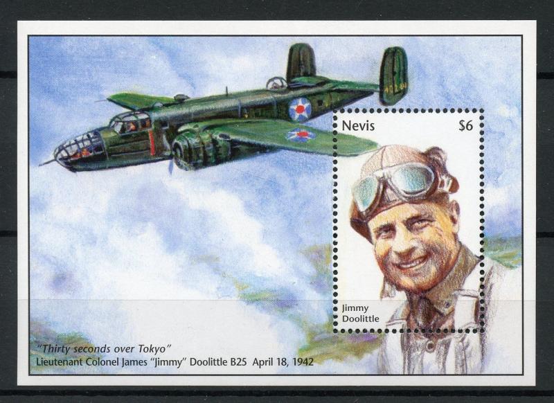 Nevis Stamps 1995 MNH WWII WW2 VE Day End World War II Jimmy Doolittle 1v S/S