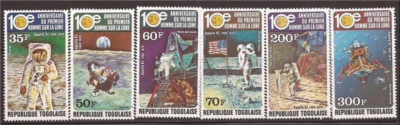 Togo - 1979 Apollo 11 Moon Landing - 6 Stamp Set - Scott #1040/C401