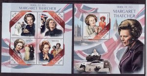 Solomon Is.-Sc#1365,1383-two unused NH sheets-Margaret Thatcher-Prime Minister o