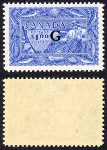 Canada SGO192 One Dollar Fisherman opt G M/M Cat 80 pounds