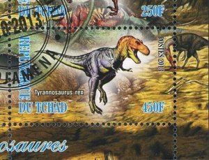 Dinosaur Tyranosaurus Rex Pre Historic Animal Souvenir Sheet of 4 Stamps