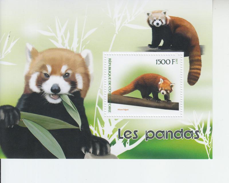 2017 Ivory Coast Red Panda SS (Scott NA) MNH