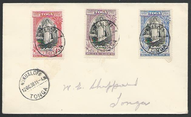 TONGA 1938 20th Anniv set on  FDC - Nukualofa cds..........................83592