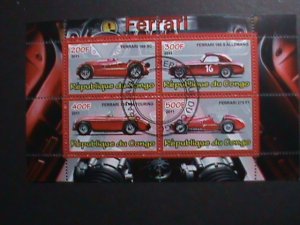 ​CONGO-2011- WORLD FAMOUS FERRARI AUTOMOBILES-CTO S/S VF WE SHIP TO WORLD WIDE