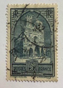 France 1929/31 Scott 247B used - 3fr,  Reims Cathedral