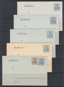 Germany Mi P63x/P70x unused. 1902-06 Postal Cards, 5 different, F-VF