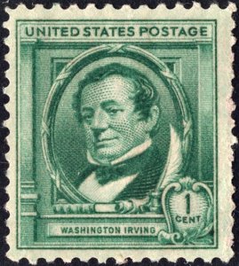 SC#859 1¢ Famous Americans: Washington Irving Single (1940) MNH