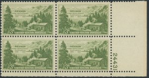 US 999 Nevada Centennial Issue; MNH; Plate 24431 -- See details and scans