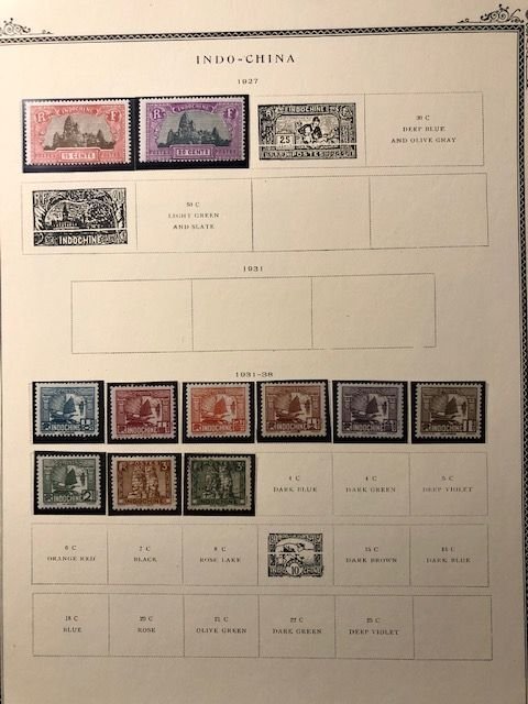 Indo-China - 11ea Album Pages - Stamps in Mounts - See Scans