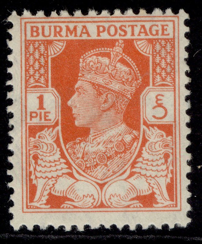 BURMA GVI SG18b, 1p red-orange, M MINT.