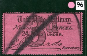 GB Wales RAILWAY Newspaper Parcel Stamp 3d Pink TAFF VALE *Edwards* Used PIW96