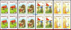 1328-31 BRAZIL 1973 PARROT, CAT, MANED, BIRDS, SV $77.00 MI# 1415-18, BLOCKS MNH