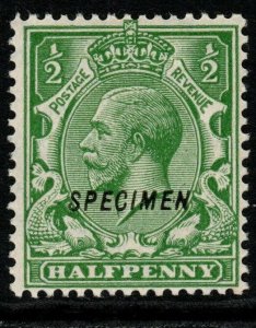 GB SGN33ta 1924 ½d GREEN SPECIMEN OPT DOUBLE, ONE ALBINO MNH